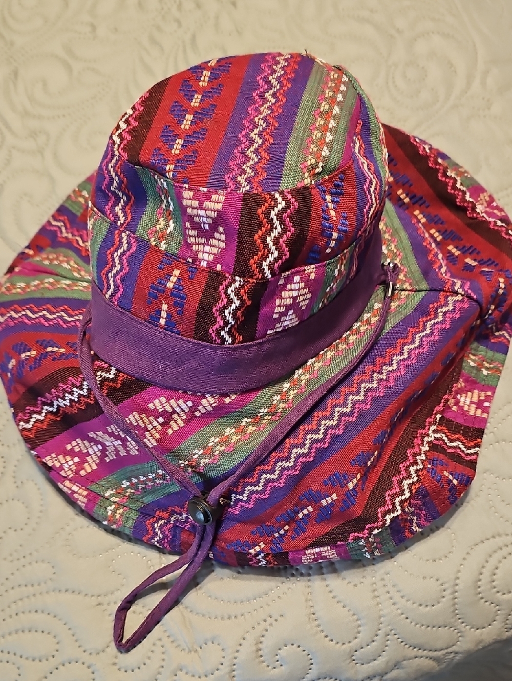 Boho Purple Patterned Reversible Women's Sun Hat